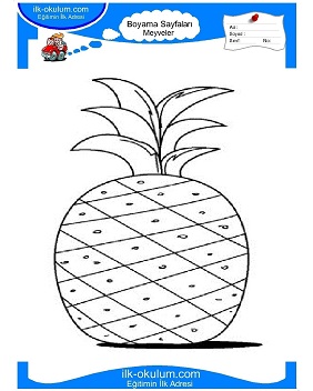 Çocuklar İçin Ananas Boyama Sayfaları 